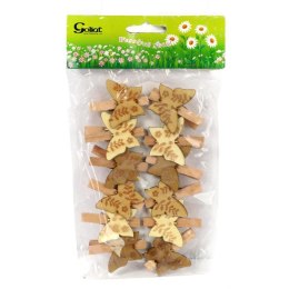 Drewniane Klamry Dekoracyjne w Kształcie Motyli - 12 Sztuk, 4,5 cm, Wielkanoc, Wiosna