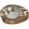 Drewniany świecznik na tealight w kształcie jajka Wielkanocnego, brązowy, 8 cm
