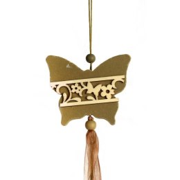 Duży Drewniany Motyl na Wstążce 60cm jako Wiosenna Ozdoba Wisząca