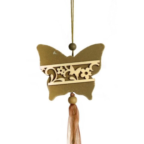 Duży Drewniany Motyl na Wstążce 60cm jako Wiosenna Ozdoba Wisząca