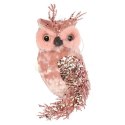 Elegancka Welurowa Zawieszka Świąteczna Sowa z Cekinami 25 cm - Kolor Różowy