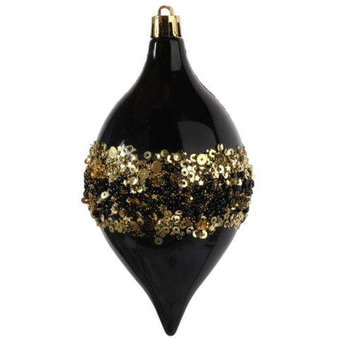 Elegancki Komplet 2 Bombek Wrzecionowych w Kolorze Czarno-Złotym, Dekorowanych Cekinami