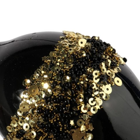 Elegancki Komplet 2 Bombek Wrzecionowych w Kolorze Czarno-Złotym, Dekorowanych Cekinami