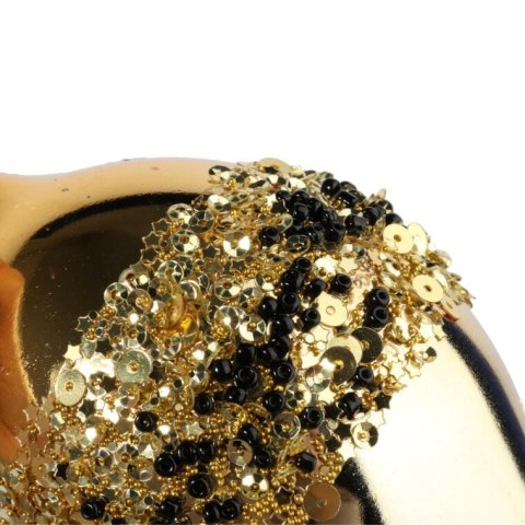 Elegancki Komplet 2 Bombek Wrzecionowych w Kolorze Czarno-Złotym, Dekorowanych Cekinami