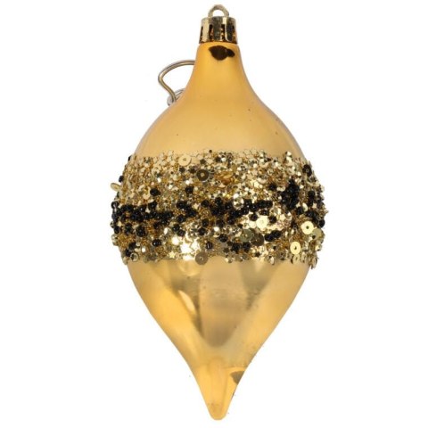 Elegancki Komplet 2 Bombek Wrzecionowych w Kolorze Czarno-Złotym, Dekorowanych Cekinami