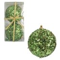 Eleganckie Bombki Styropianowe z Zielonym Brokatem 10 cm - Komplet 2 Sztuk