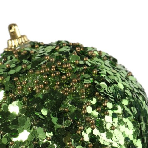 Eleganckie Bombki Styropianowe z Zielonym Brokatem 10 cm - Komplet 2 Sztuk