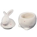 Figurka Wielkanocna - Ceramiczny Pojemnik w Kształcie Zająca, Biały, 13cm