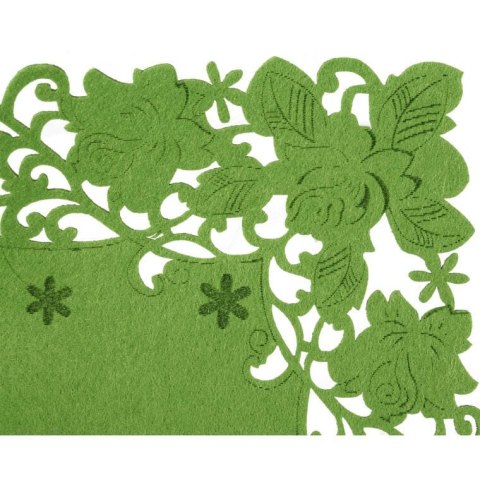 Filcowa Serweta Wiosenna w Kolorze Zielonym 28x28 cm z Motywem Kwiatowym