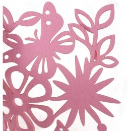 Filcowa Serweta/Podkładka na Stół z Motywem Kwiatów i Motyli, Różowa, 40x30cm