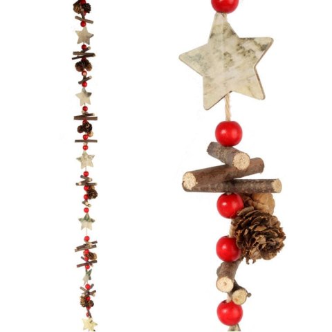 GIRLANDA DREWNIANA OZDOBA ŚWIĄTECZNA BOŻONARODZENIOWA Z GWIAZDAMI