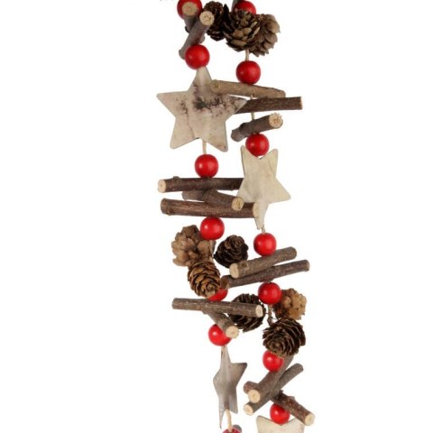 GIRLANDA DREWNIANA OZDOBA ŚWIĄTECZNA BOŻONARODZENIOWA Z GWIAZDAMI