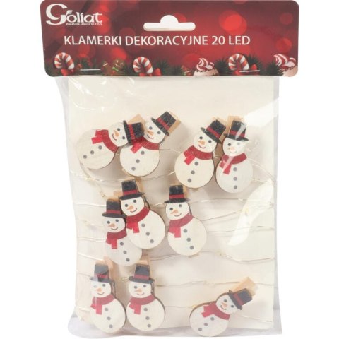 Girlanda LED z Klamerkami na Zdjęcia - Bałwany, Czerwone, Zasilanie Bateryjne