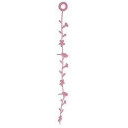 Girlanda wiosenna z filcu w kolorze jasnego różu z motywem ptaszków i kwiatów, 98cm