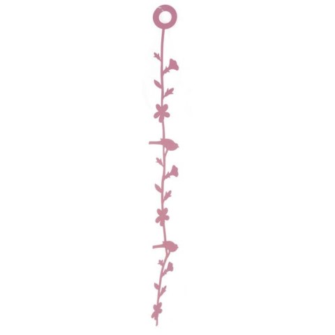 Girlanda wiosenna z filcu w kolorze jasnego różu z motywem ptaszków i kwiatów, 98cm