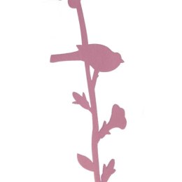 Girlanda wiosenna z filcu w kolorze jasnego różu z motywem ptaszków i kwiatów, 98cm