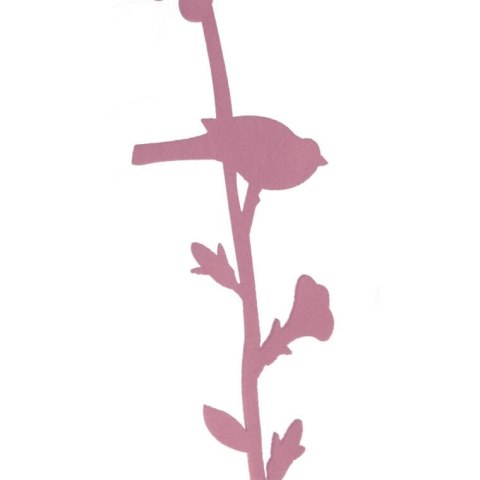 Girlanda wiosenna z filcu w kolorze jasnego różu z motywem ptaszków i kwiatów, 98cm