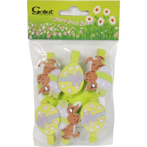 JAJKA KLAMERKI DREWNIANE 6SZT 7CM WIELKANOC WIOSNA