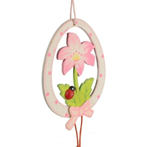 JAJKO DREWNIANA ZAWIESZKA 15CM WIELKANOC RÓŻOWE