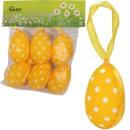Jajka w kropki zawieszki zestaw 6 sztuk 6cm żółte