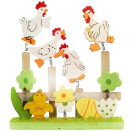 KOGUCIKI NA PŁOTKU DEKORACJA DREWNIANA 17 CM