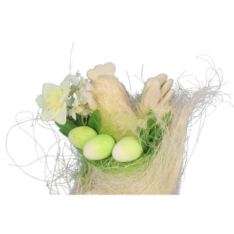 KOGUT Z JAJKAMI W KOKONIE Z SIZALU DEKORACJA WIELKANOCNA DO POWIESZENIA ZIELONA