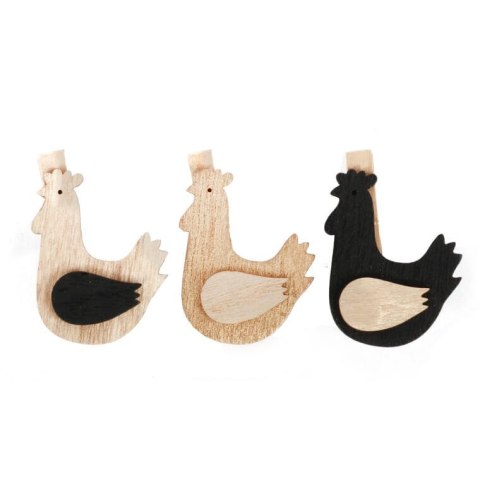 KURA DREWNIANA KLAMERKA WIELKANOCNA 6SZT