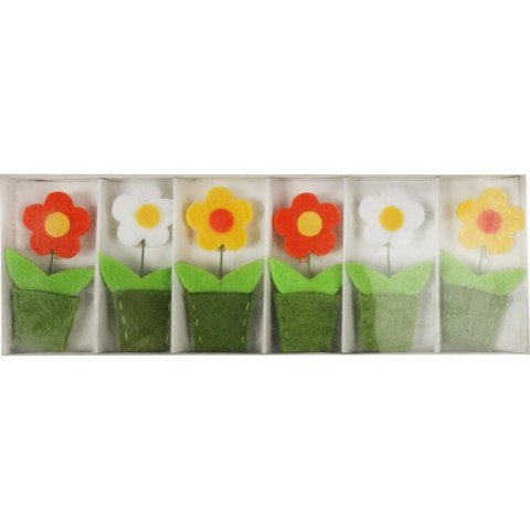 KWIATKI FILCOWE SPINKI KLAMERKI 6SZT WIELKANOC WIOSNA