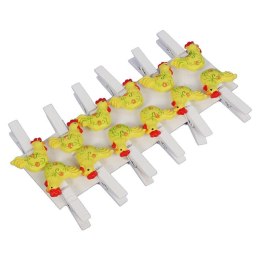 Klamerki Dekoracyjne Koguciki Żółte 12szt - Wielkanocne Akcesoria Dekoracyjne