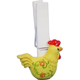 Klamerki Dekoracyjne Koguciki Żółte 12szt - Wielkanocne Akcesoria Dekoracyjne