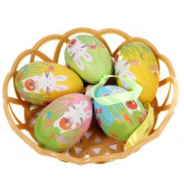 Kolorowe Jajka Wielkanocne ze Styropianu w Koszyczku - Zestaw 5 sztuk, 6 cm