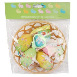 Kolorowe Jajka Wielkanocne ze Styropianu w Koszyczku - Zestaw 5 sztuk, 6 cm