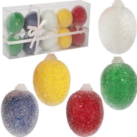 Komplet 10 Kolorowych Jajek Lukrowanych z Zawieszką w Boksie