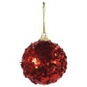 Komplet 4 Czerwonych Bombek Styropianowych z Koralikami 6 cm - Dekoracja Świąteczna