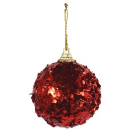 Komplet 4 Czerwonych Bombek Styropianowych z Koralikami 6 cm - Dekoracja Świąteczna