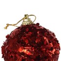 Komplet 4 Czerwonych Bombek Styropianowych z Koralikami 6 cm - Dekoracja Świąteczna