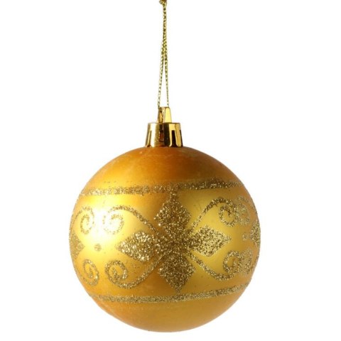 Komplet 4 Dekorowanych Bombek Świątecznych w Kolorach Złota i Czerwieni