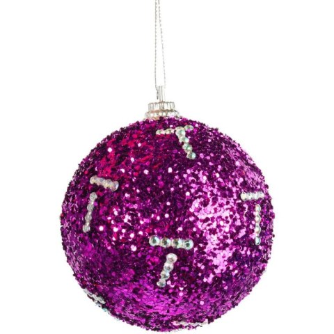 Komplet 4 Fioletowych Bombek Styropianowych z Cekinami 6 cm - Dekoracja Świąteczna
