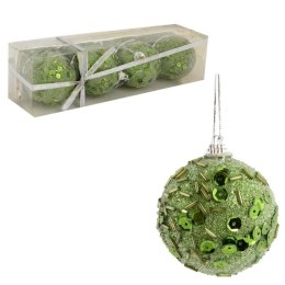Komplet 4 Zielonych Bombek Styropianowych z Cekinami 6 cm - Dekoracja Świąteczna