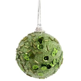 Komplet 4 Zielonych Bombek Styropianowych z Cekinami 6 cm - Dekoracja Świąteczna