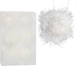 Komplet 6 Białych Bombek Styropianowych w Kształcie Kul Śnieżnych 6 cm