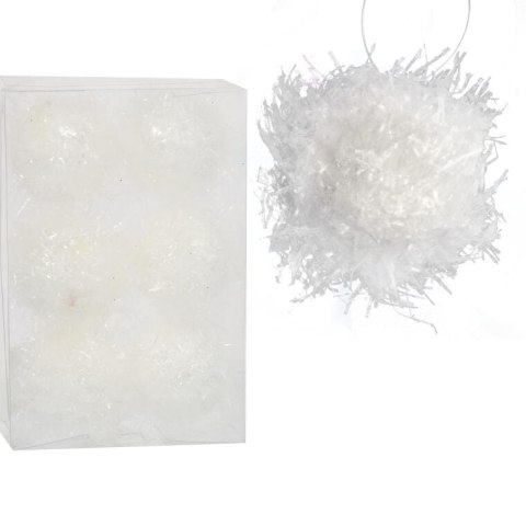 Komplet 6 Białych Bombek Styropianowych w Kształcie Kul Śnieżnych 6 cm