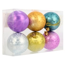 Komplet 6 Multikolorowych Bombek Plastikowych - Dekoracja Świąteczna 6 cm