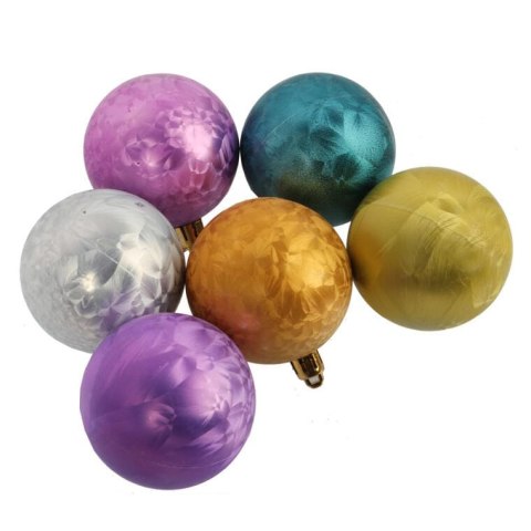 Komplet 6 Multikolorowych Bombek Plastikowych - Dekoracja Świąteczna 6 cm