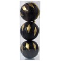 Komplet eleganckich bombek świątecznych Czarno-złote Luksusy, 3 szt., 8 cm