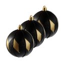 Komplet eleganckich bombek świątecznych Czarno-złote Luksusy, 3 szt., 8 cm