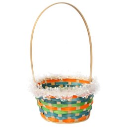 Koszyczek do święconki z białą tiulową falbanką fi20cm