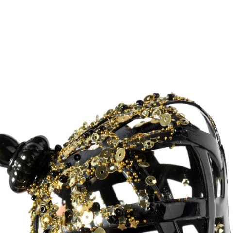 Kpl. 2 bombek plastikowych ażurowe wrzeciona czarno złote