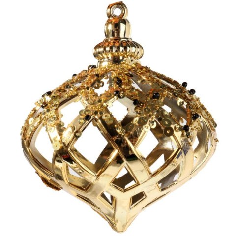 Kpl. 2 bombek plastikowych ażurowe wrzeciona czarno złote