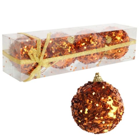 Kpl. 4 bombek styropianowych z cekinami 6 cm pomarańczowe